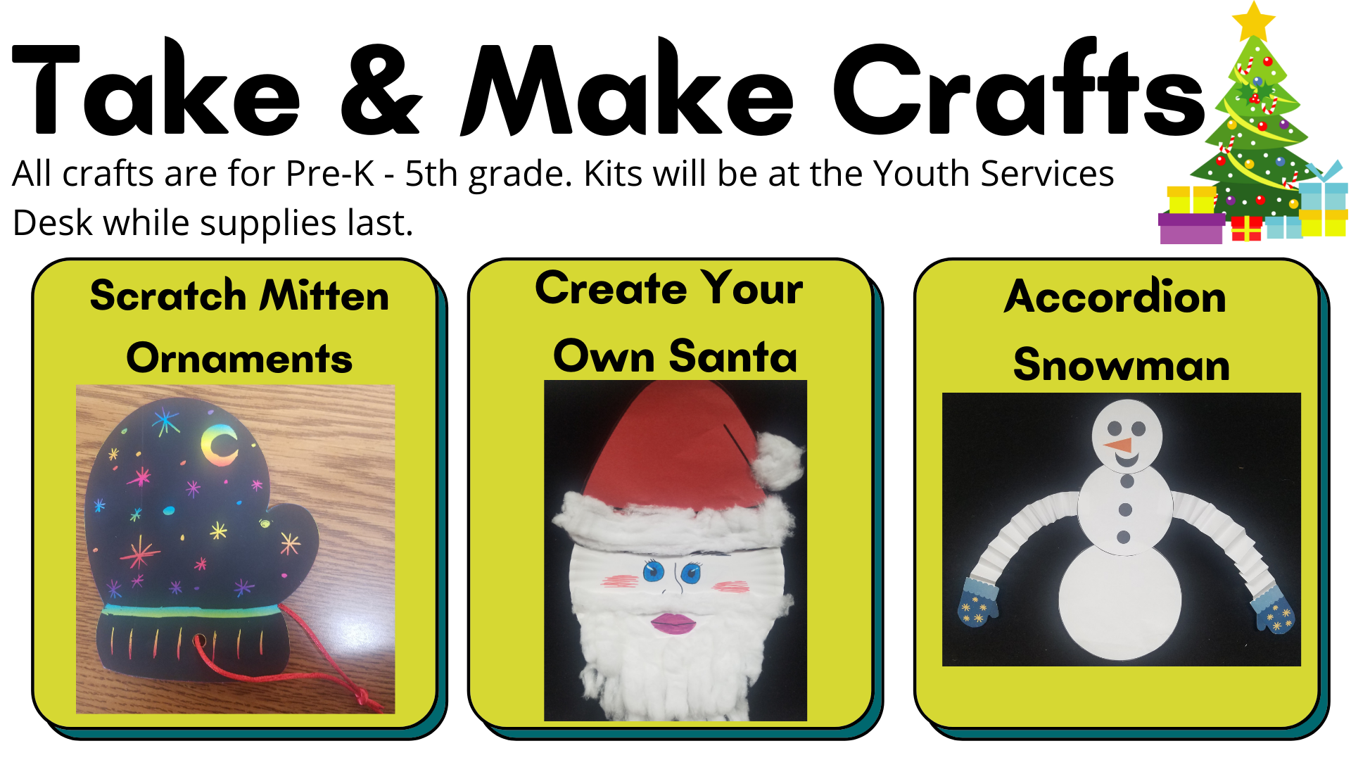 Flyer with picture/graphics of Take & Make Crafts.