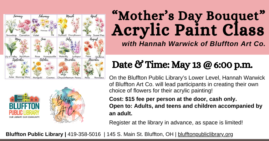 Graphic image of a mix of painted flowers, with the months noted above each