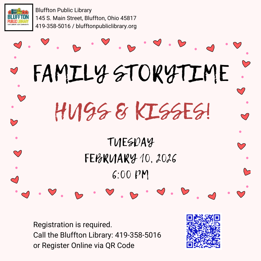 Family Storytimes (R) Join us the second Tuesday of each month at 6:00 p.m. for a fun evening of stories and activities in the children's activity room. Families with children of any age are welcome. We will be meeting Feb. 10, Mar. 10, and Apr. 14. Register in person or online.