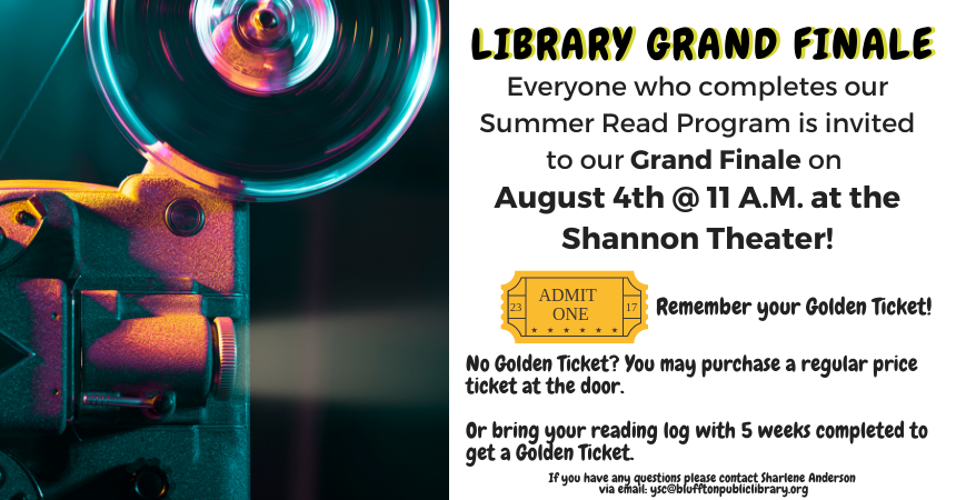 Photo of a movie projector. Black printed text to the right of photo.