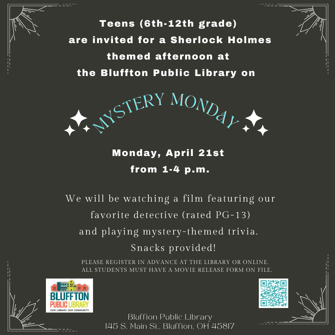 Black background. White text