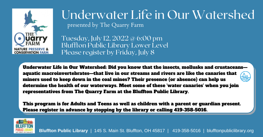 Blue background with images of books and logo, and description