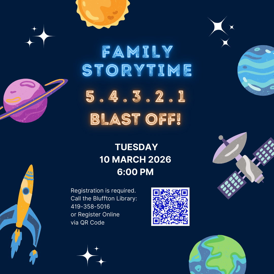 Family Storytimes (R) Join us the second Tuesday of each month at 6:00 p.m. for a fun evening of stories and activities in the children's activity room. Families with children of any age are welcome. We will be meeting Mar. 10, and Apr. 14. Register in person or online.
