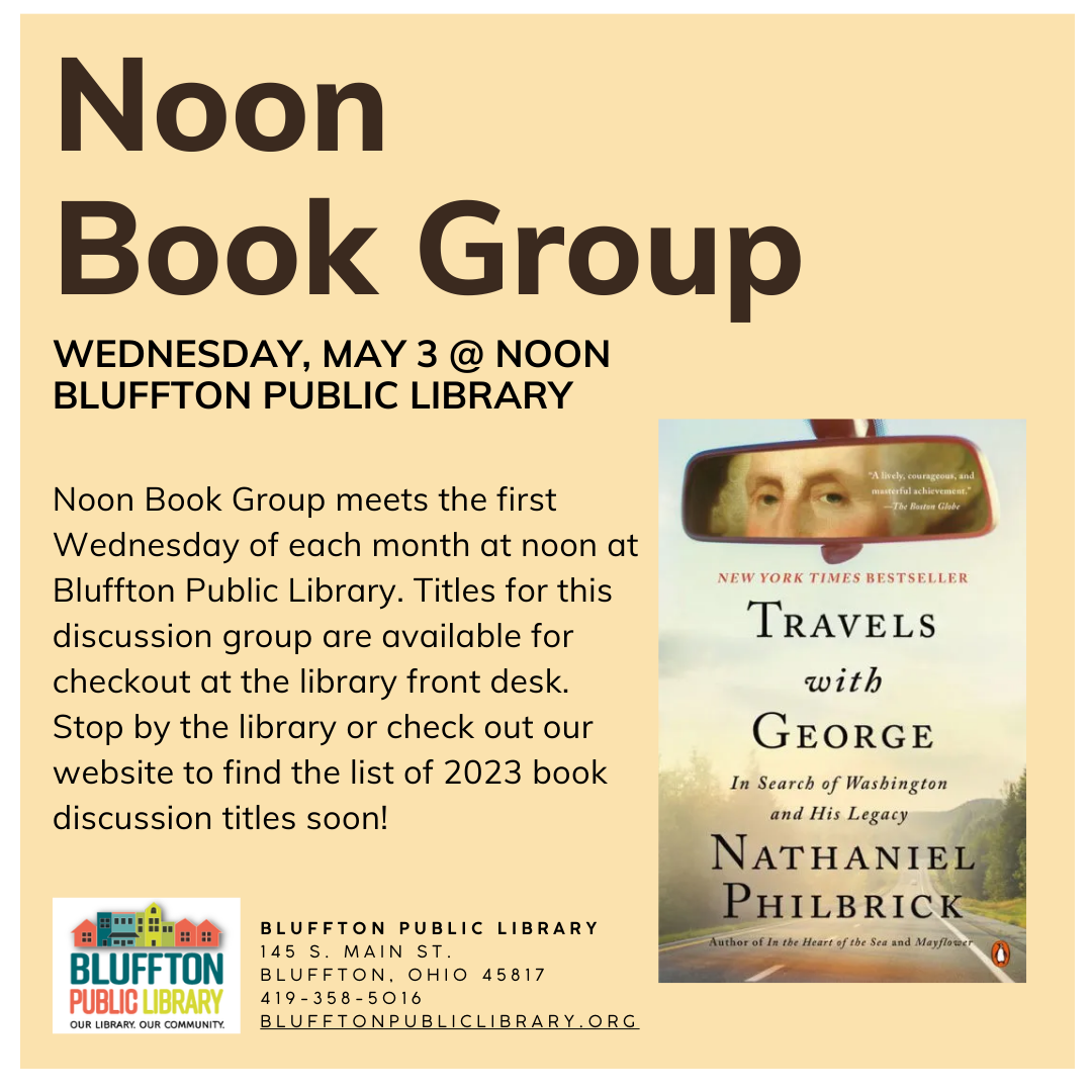 Tan background with book cover consisting of a photo of a country road as if driving a car, with George Washington in the rear view mirror.