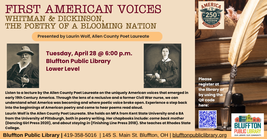 First American Voices: Whitman and Dickinson, the Poetry of a Blooming Nation