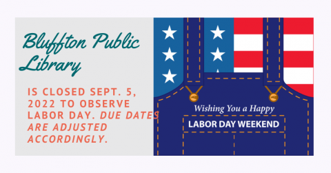 Red, white, and blue with text