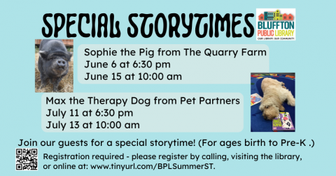 Teal background with images of pig and dog