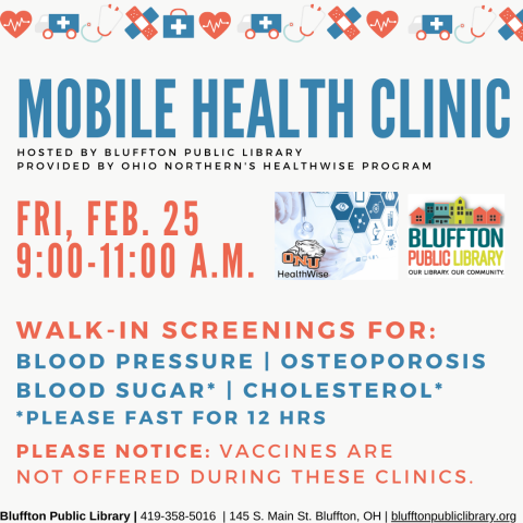 blue and red medical-type shapes and print