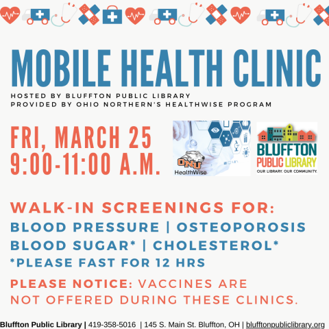 Mobile Health Clinic logo and library logo