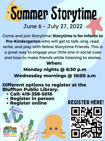 Blue background with cartoon sea creatures