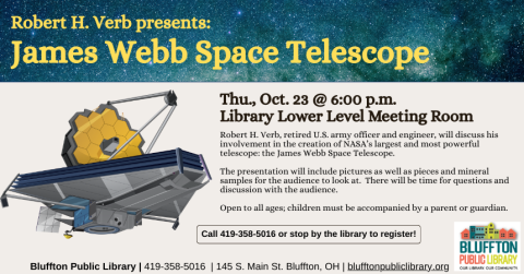 graphic of space telescope with space background