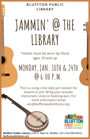 Images of guitar, ukulele, and banjo with description of program