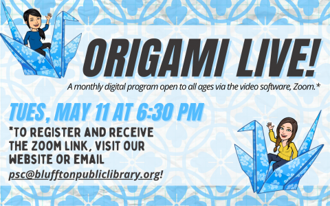 Origami Live! with Mai Hirashita. May 11 at 6:30 p.m.