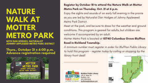 Image of Motter Metro Park signage and description of program