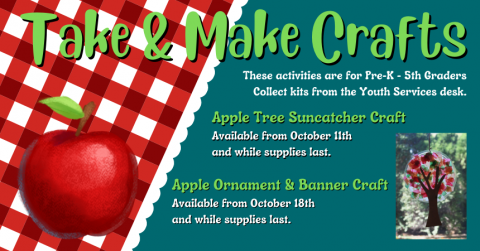 Flyer with apple image and description of take & makes.