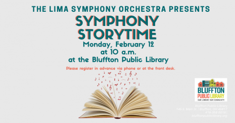 Light gray background. Image of an open book at the bottom. Dark teal and orange text. Library logo.