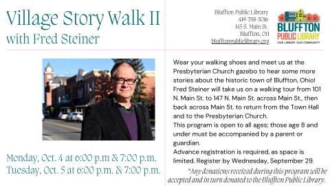 Flyer with image of Fred Steiner and description of program.