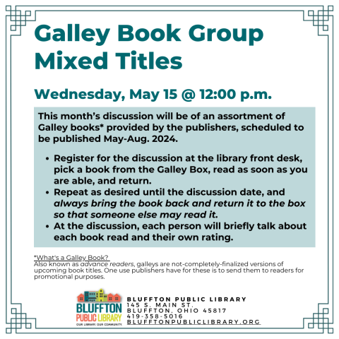 White background with dark teal frame and. Teal and black text for title and description. Library logo.