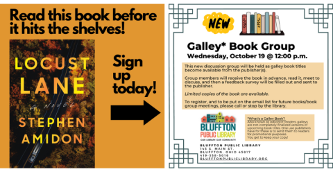 Two squares side by side; one with rich orange background with book title, the other with white background and text.